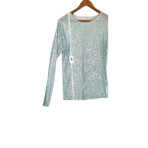 Free people sequin blue top Cottagecore fairy grunge L - Picture 4 of 7